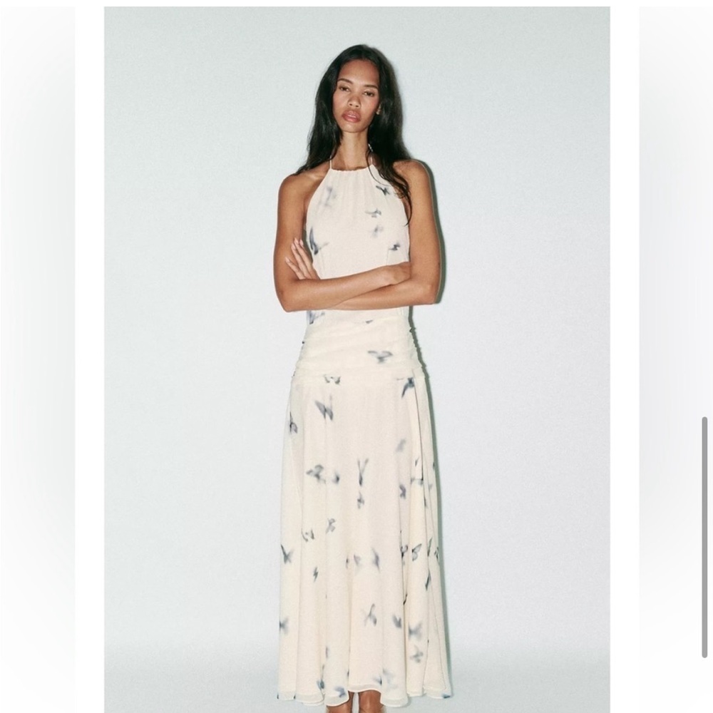 VIRAL NEW  ZARA BUTTERFLY HALTER LUXURY SUMMER/VACATION 
DRESS SIZE L - Picture 5 of 15